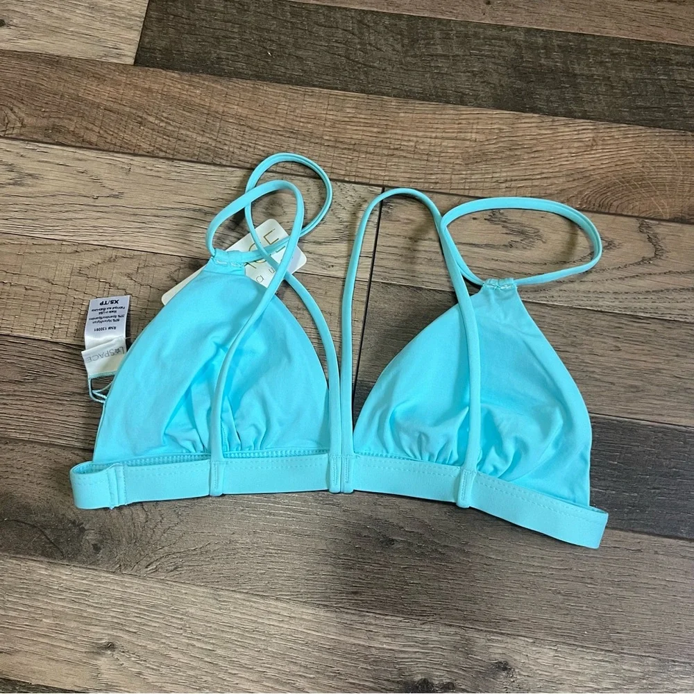 NWT L*Space blue triangle bikini top XS